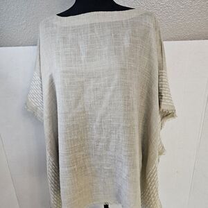 Women J Jill Plus Size One Sz Poncho Style Top Lightweight Tan Flowing Fit S372